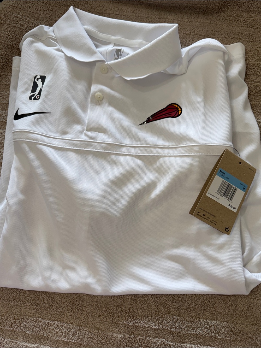 Nike White Polo with Red and Yellow Team Emblem